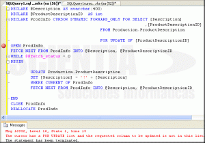 Cursor For Update Of Cursor For Update Of