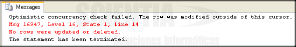 Error concurrencia optimista Error concurrencia optimista
